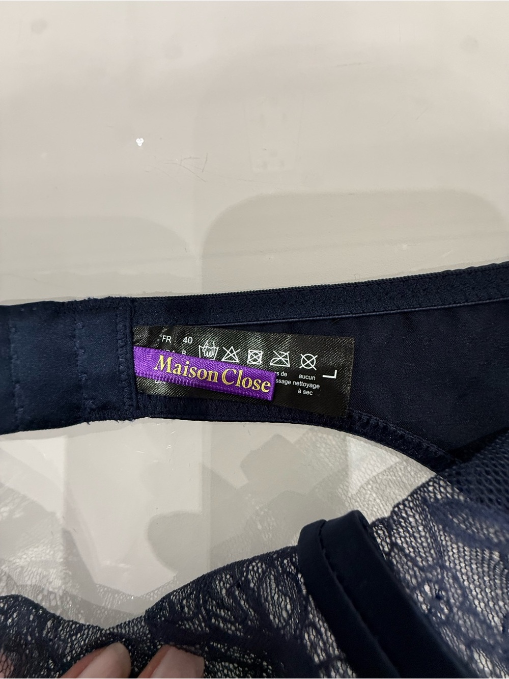 Maison-close, Sheer Navy Lace Garter Belt - Women Intimates, size L - Picture 10 of 10